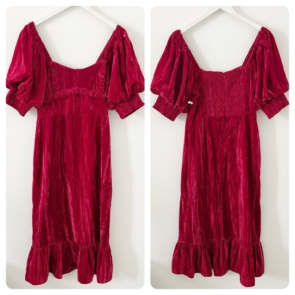 Adelyn Rae Kiani Textured Velvet Berry Red Midi Dress Size Medium M NWT - Picture 1 of 7